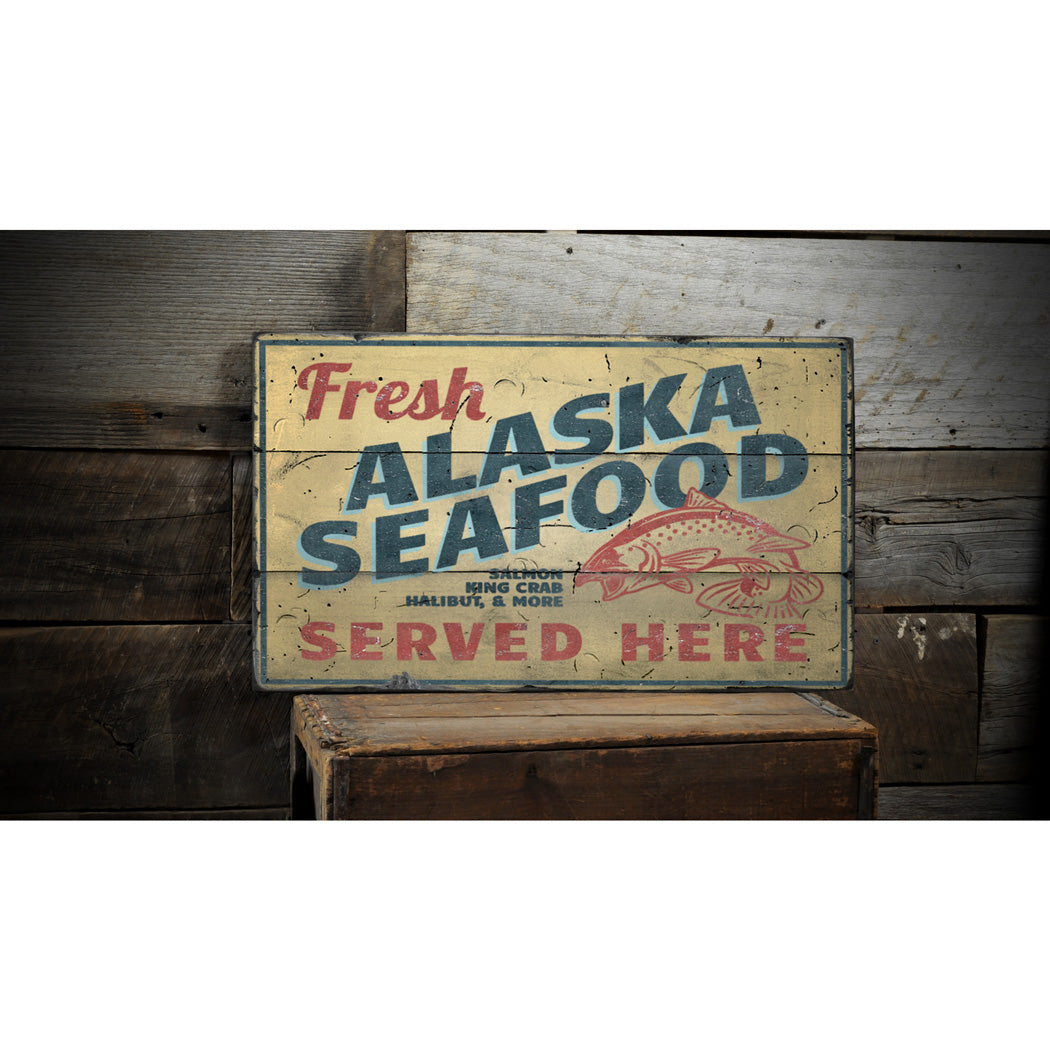 Alaska Seafood Rustic Wood Sign