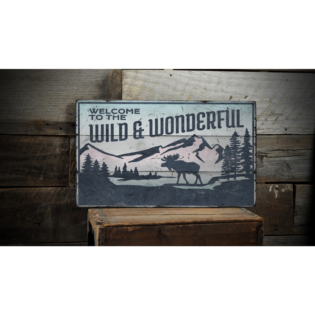 Wild and Wonderful Alaska Rustic Wood Sign