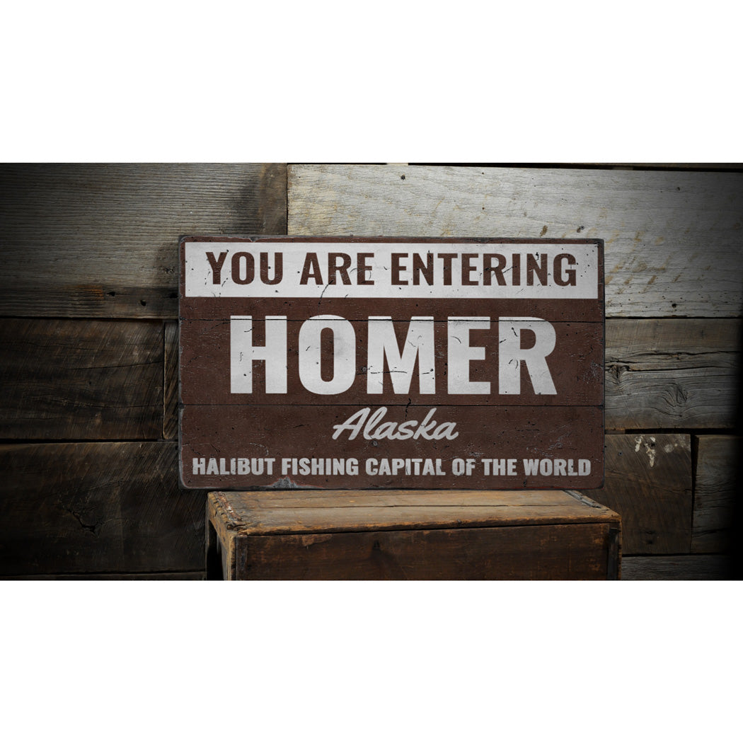 Homer Alaska Rustic Wood Sign