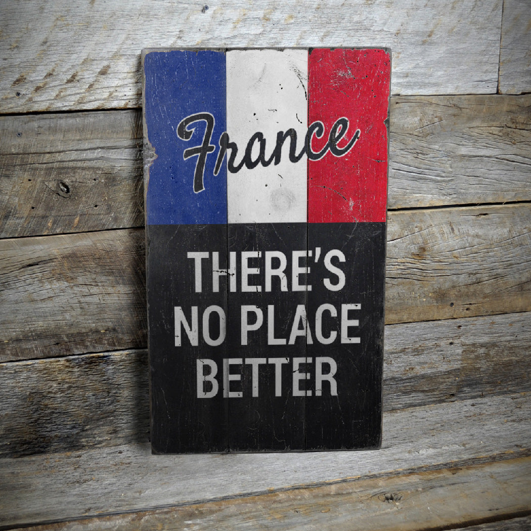 French Pride Rustic Wood Sign