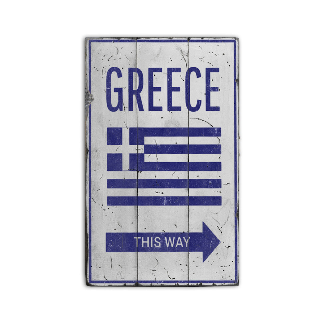 Greece Rustic Wood Sign