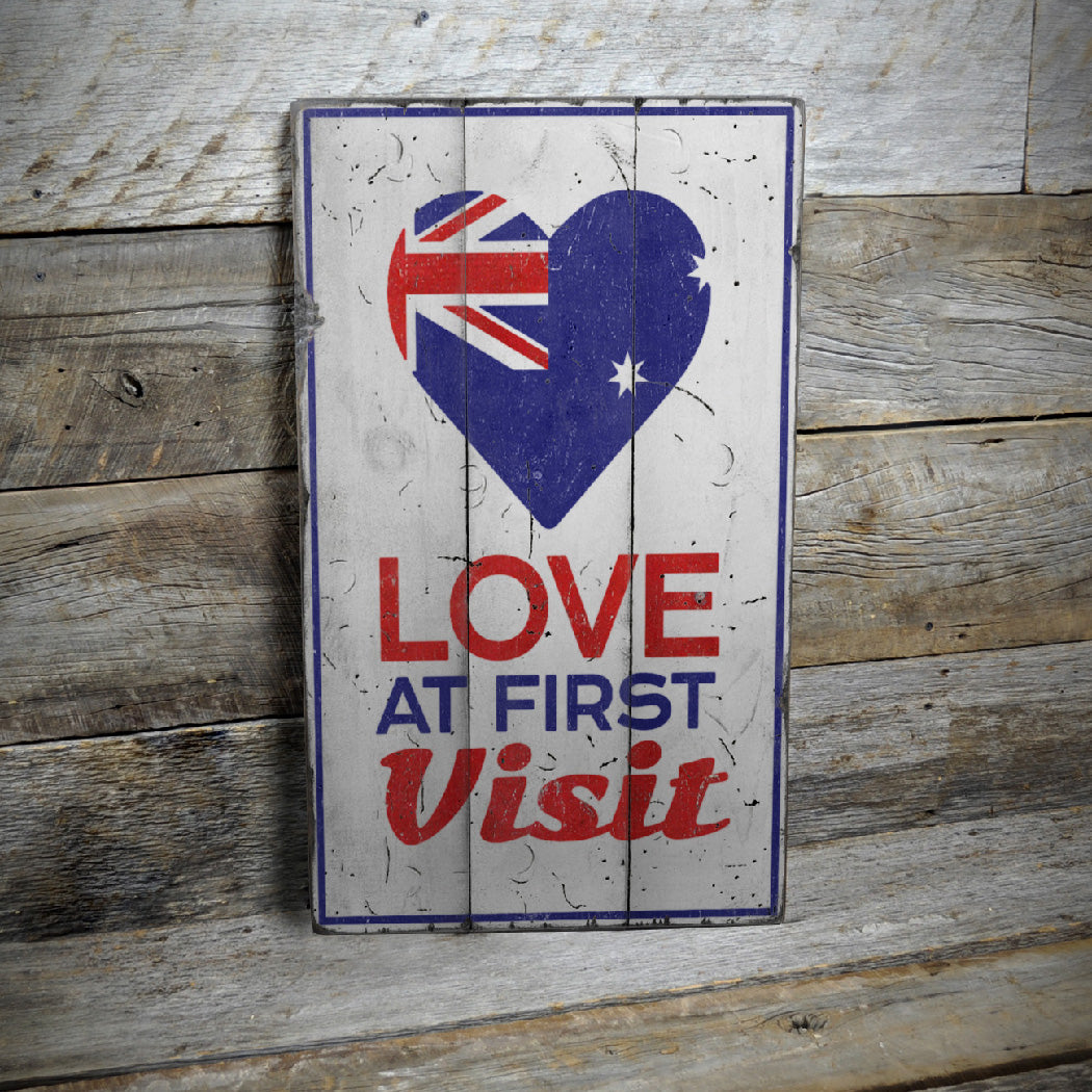 Love at First Visit Rustic Wood Sign