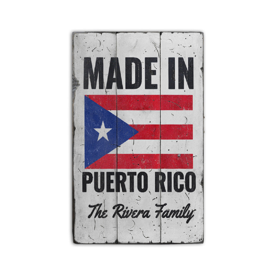 Puerto Rican Flag Rustic Wood Sign