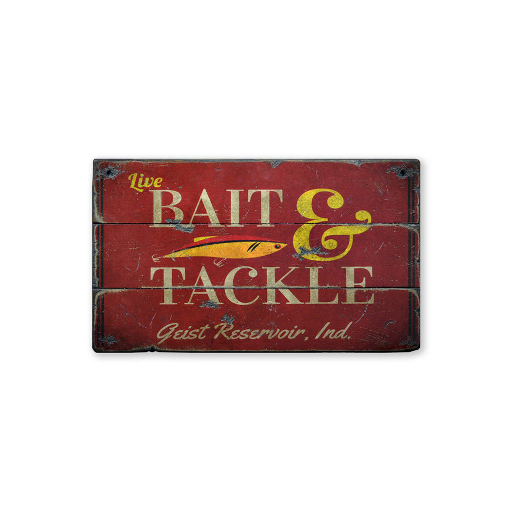 Bait & Tackle Lake House Rustic Wood Sign