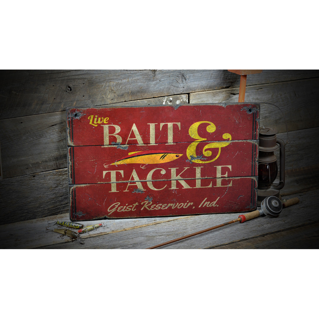 Bait & Tackle Lake House Rustic Wood Sign