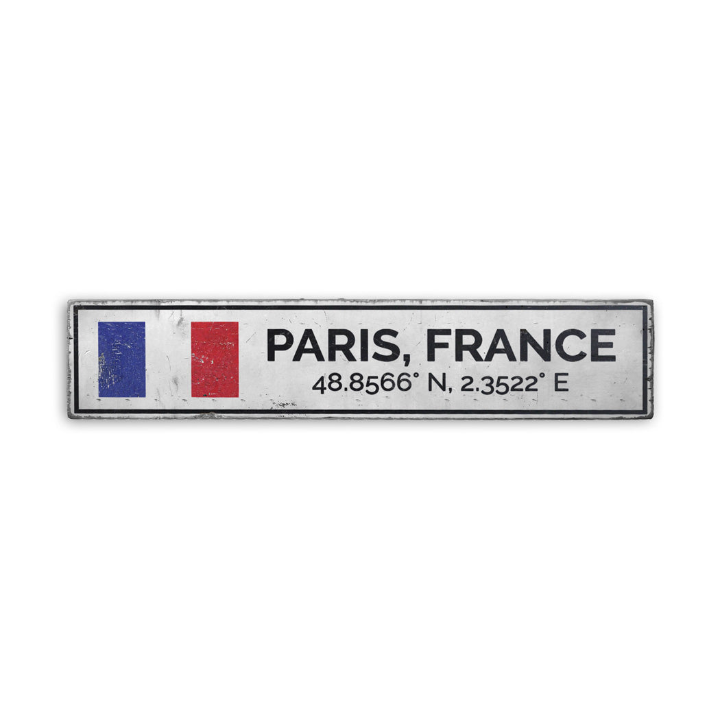 Paris France Rustic Wood Sign