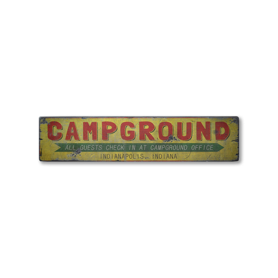 City State Campground Rustic Wood Sign