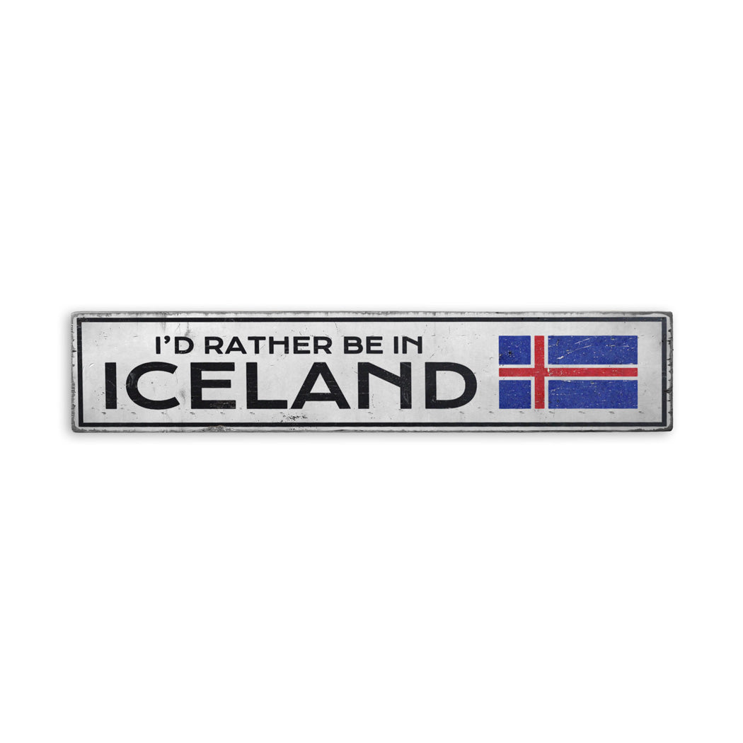 Iceland Rustic Wood Sign