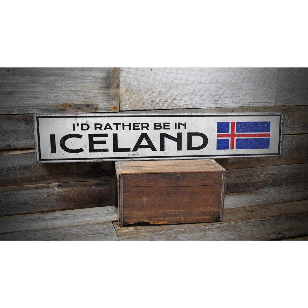 Iceland Rustic Wood Sign