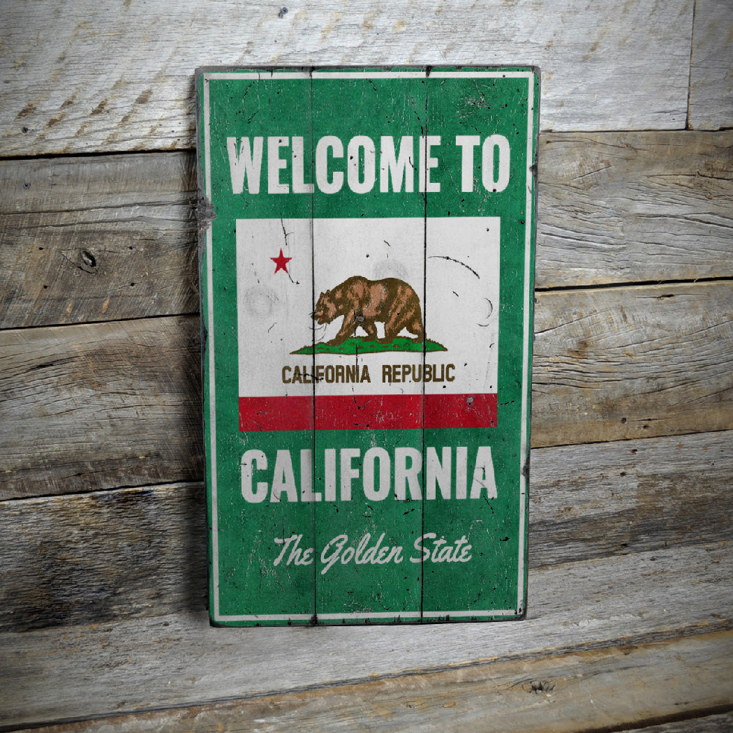 Welcome to California Rustic Wood Sign