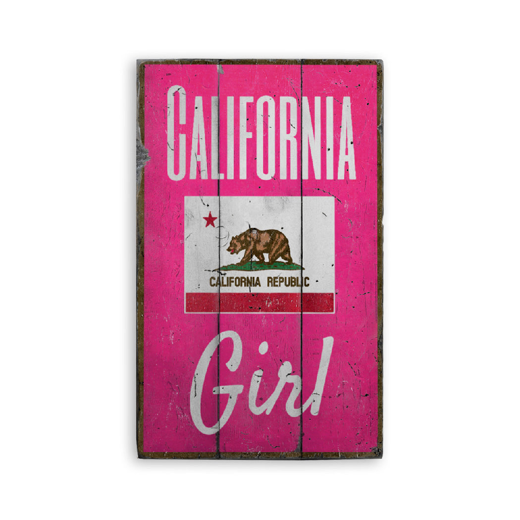 California Girl Rustic Wood Sign