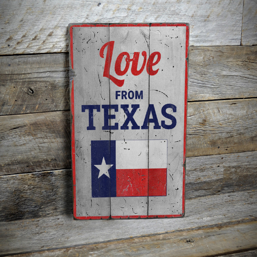 Love From Texas Rustic Wood Sign