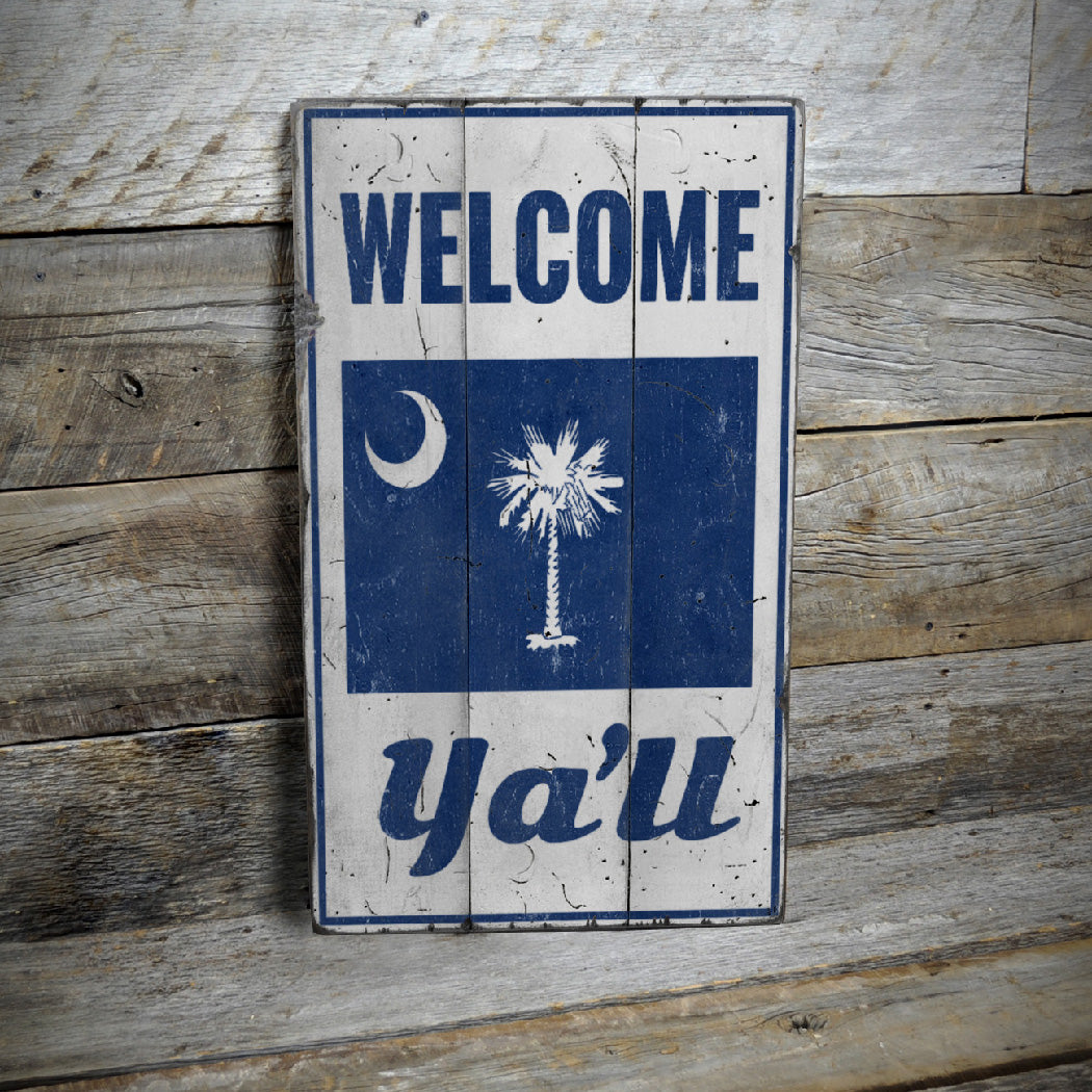 South Carolina Welcome Rustic Wood Sign