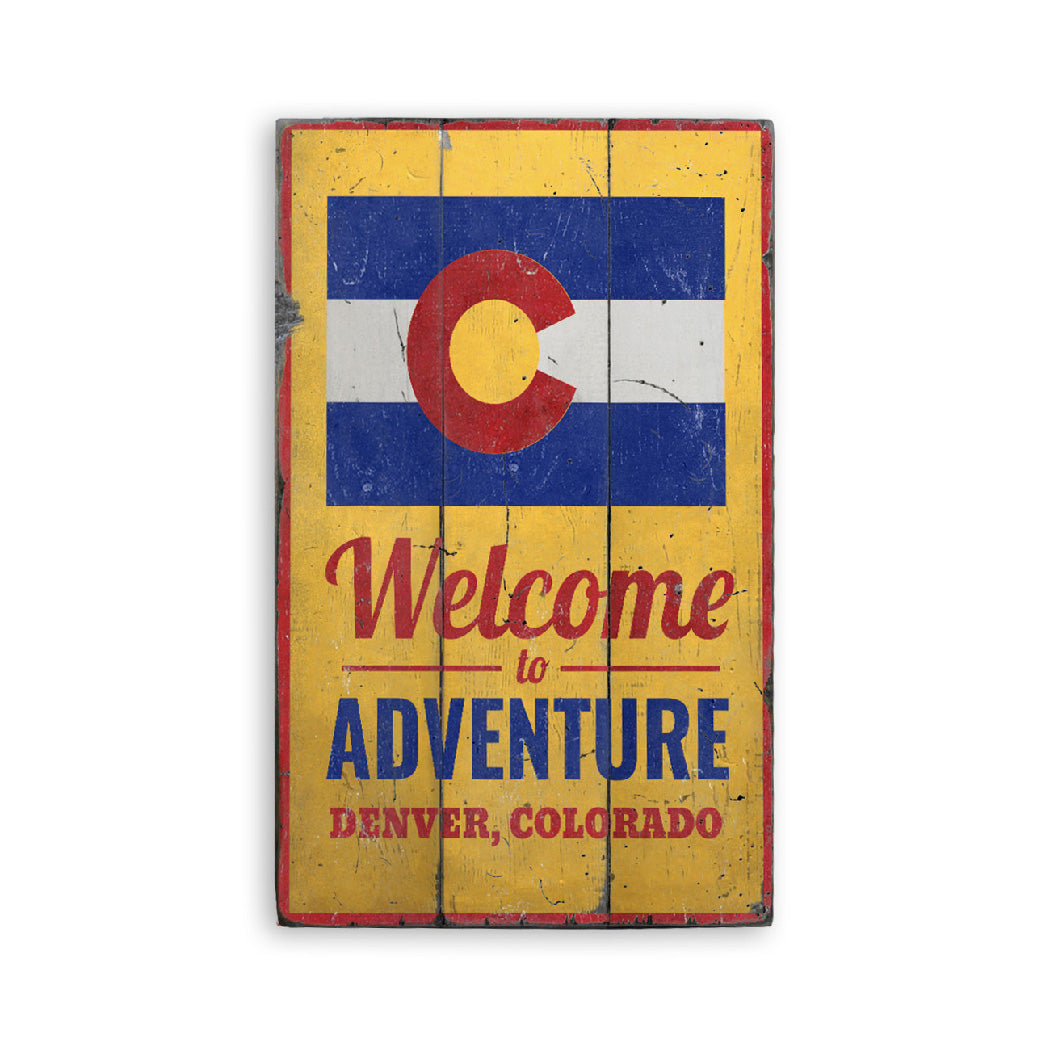 Colorado Welcome Rustic Wood Sign