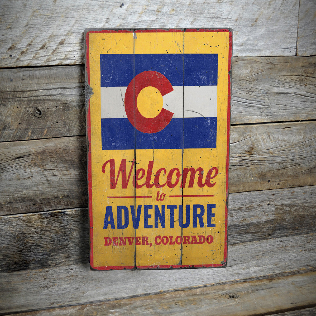 Colorado Welcome Rustic Wood Sign