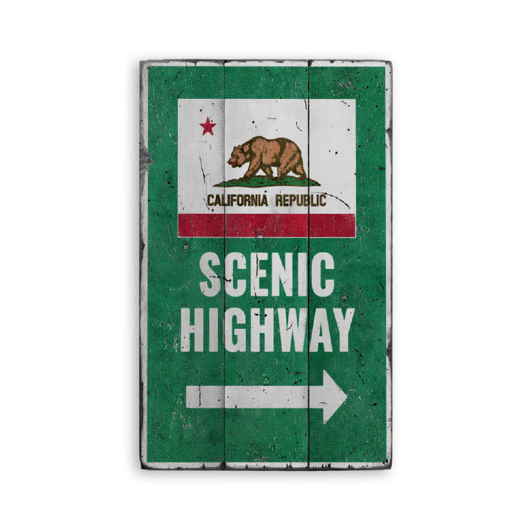 Scenic California Highway Rustic Wood Sign