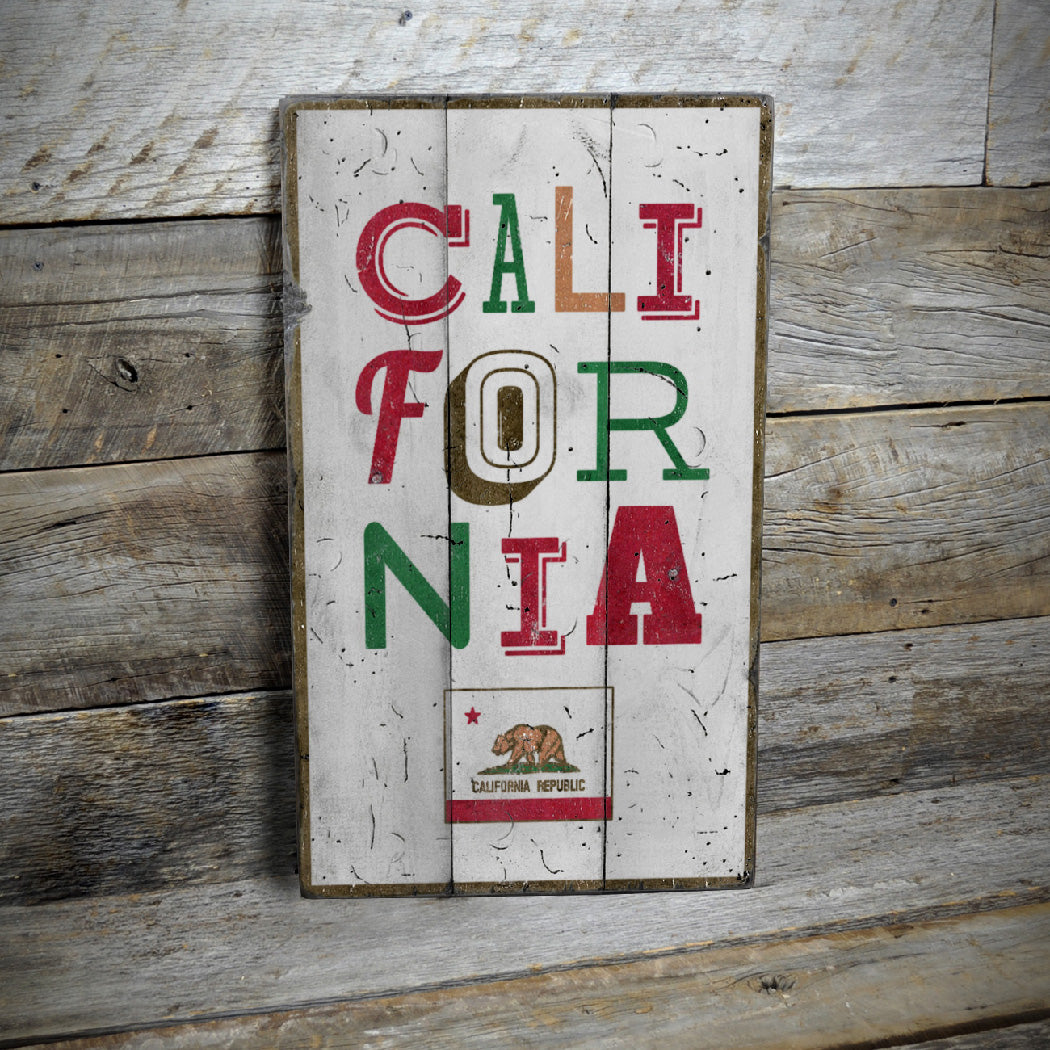 California Rustic Wood Sign