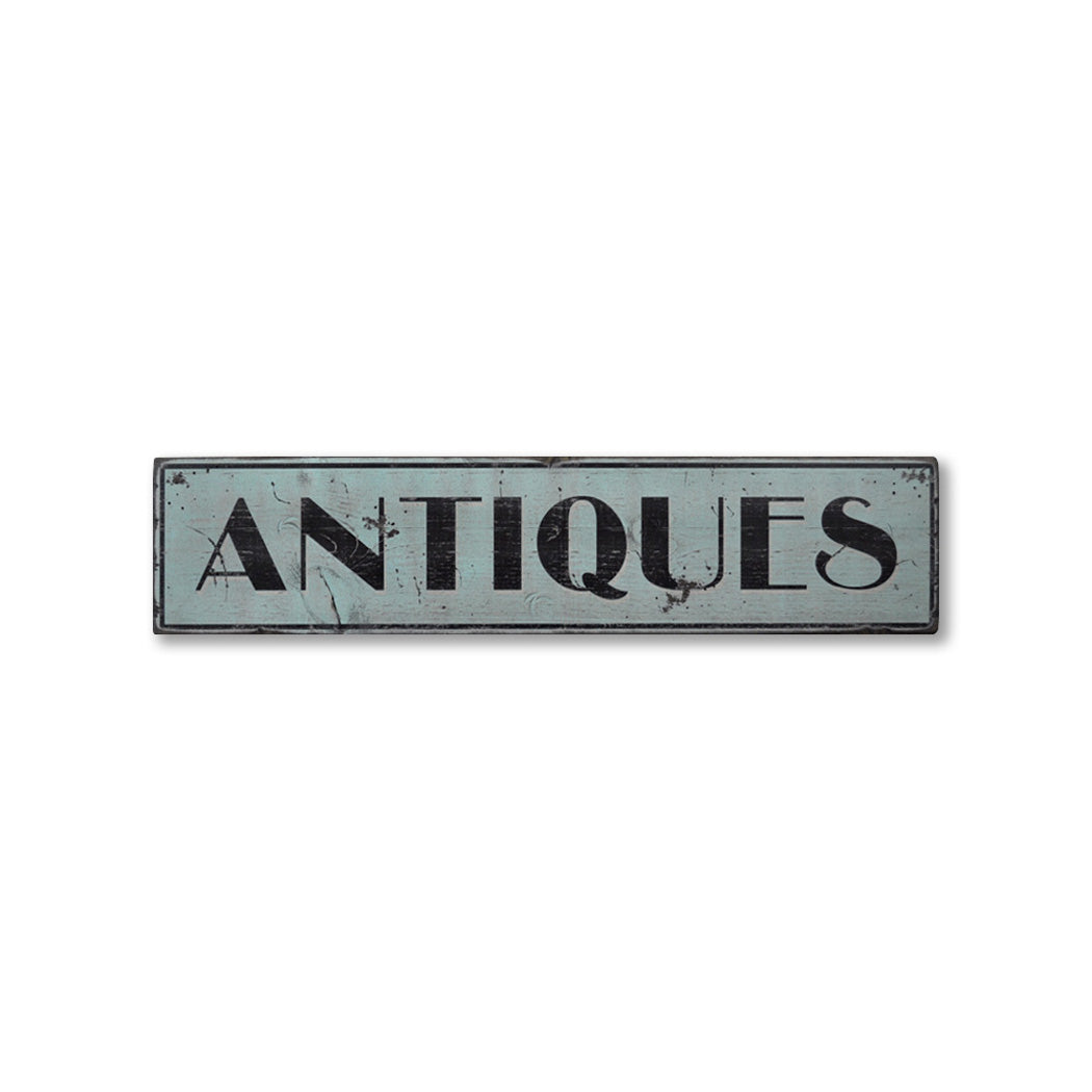 Antiques Rustic Wood Sign