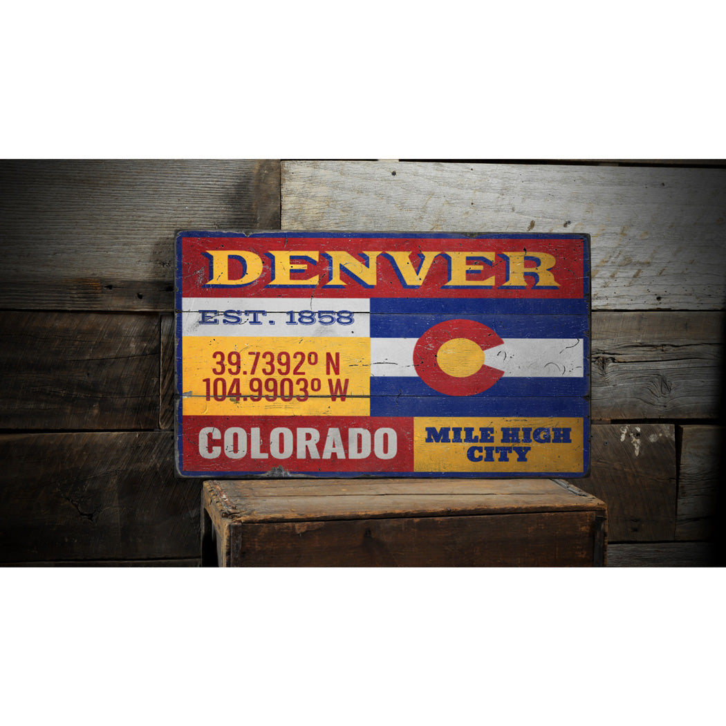 Denver Rustic Wood Sign