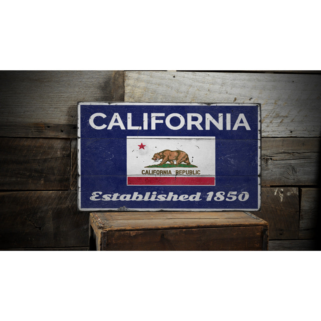 State Established Rustic Wood Sign