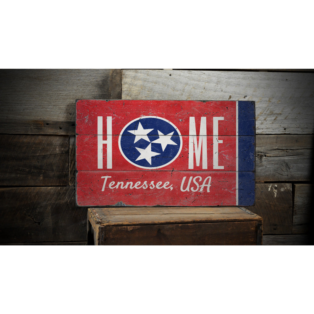 Tennessee Flag Rustic Wood Sign