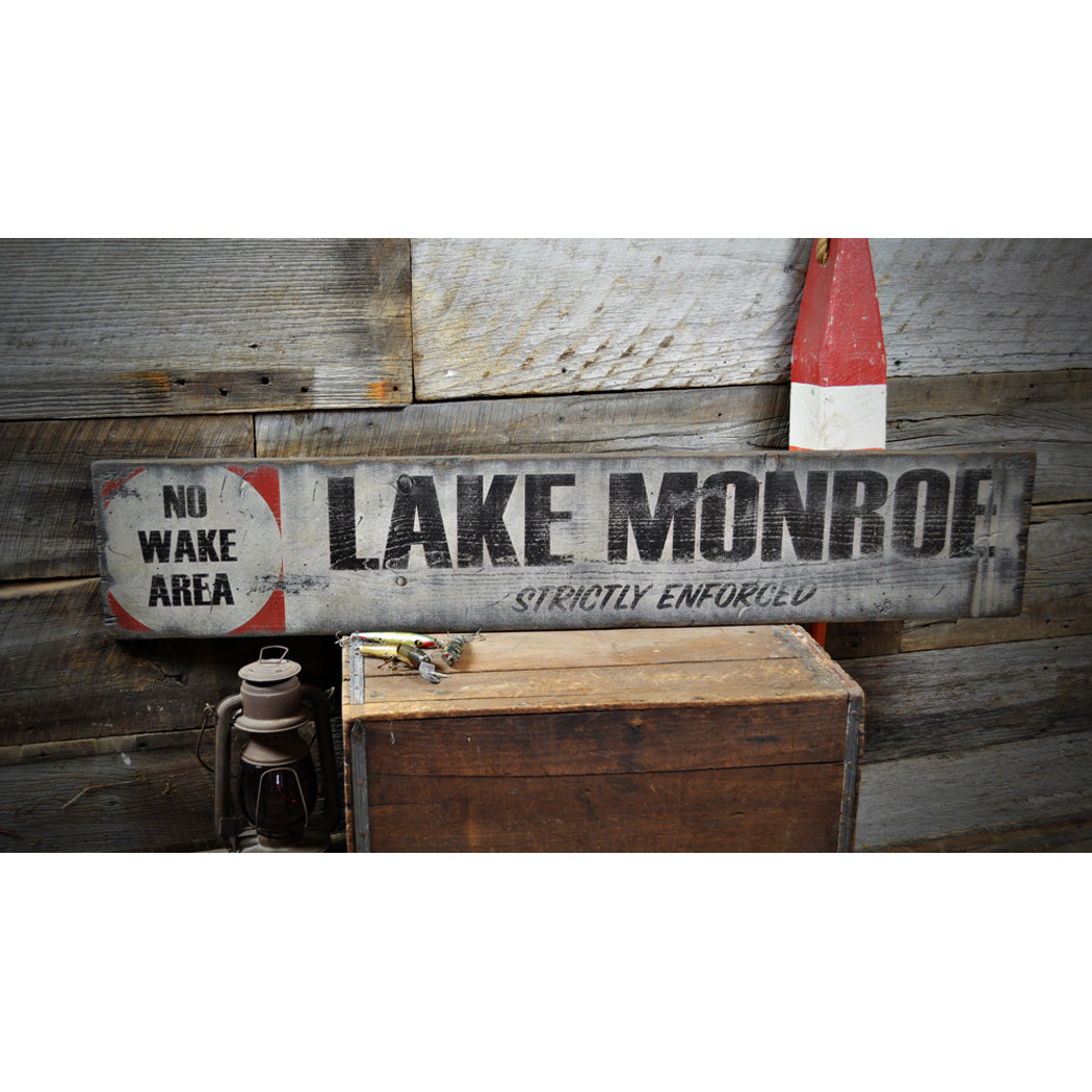 No Wake Area Lake House Rustic Wood Sign