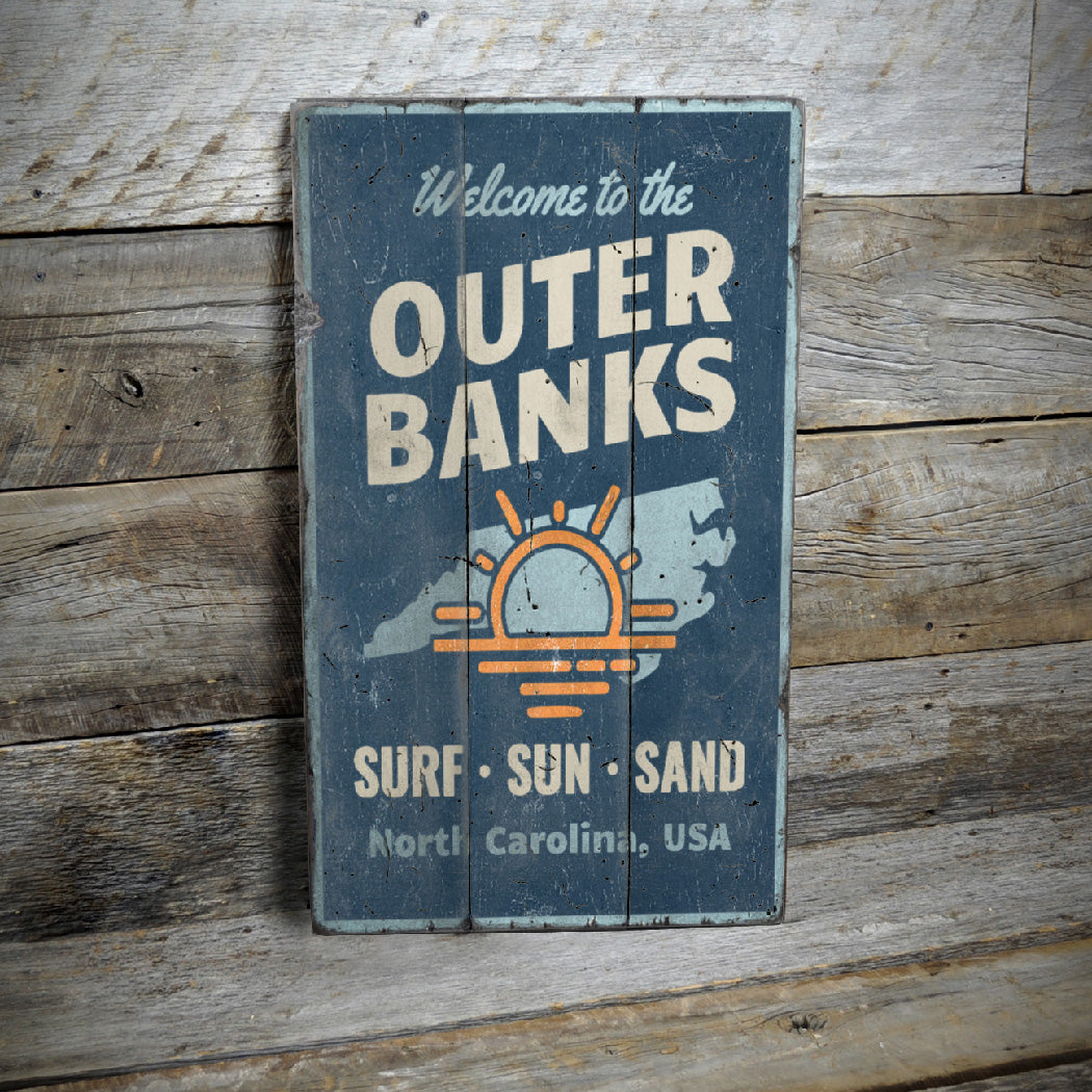 Outer Banks North Carolina Rustic Wood Sign