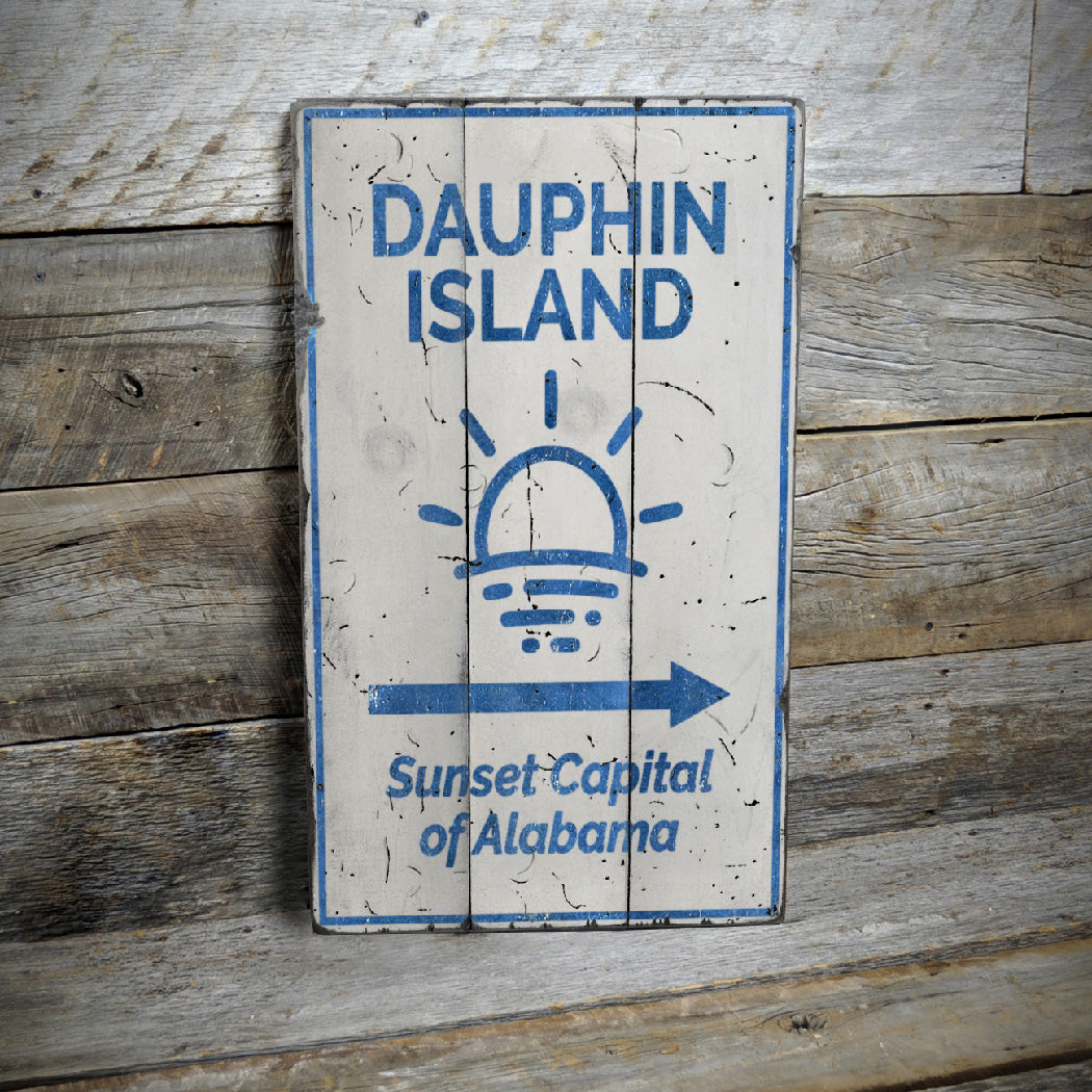 Dauphin Island Rustic Wood Sign