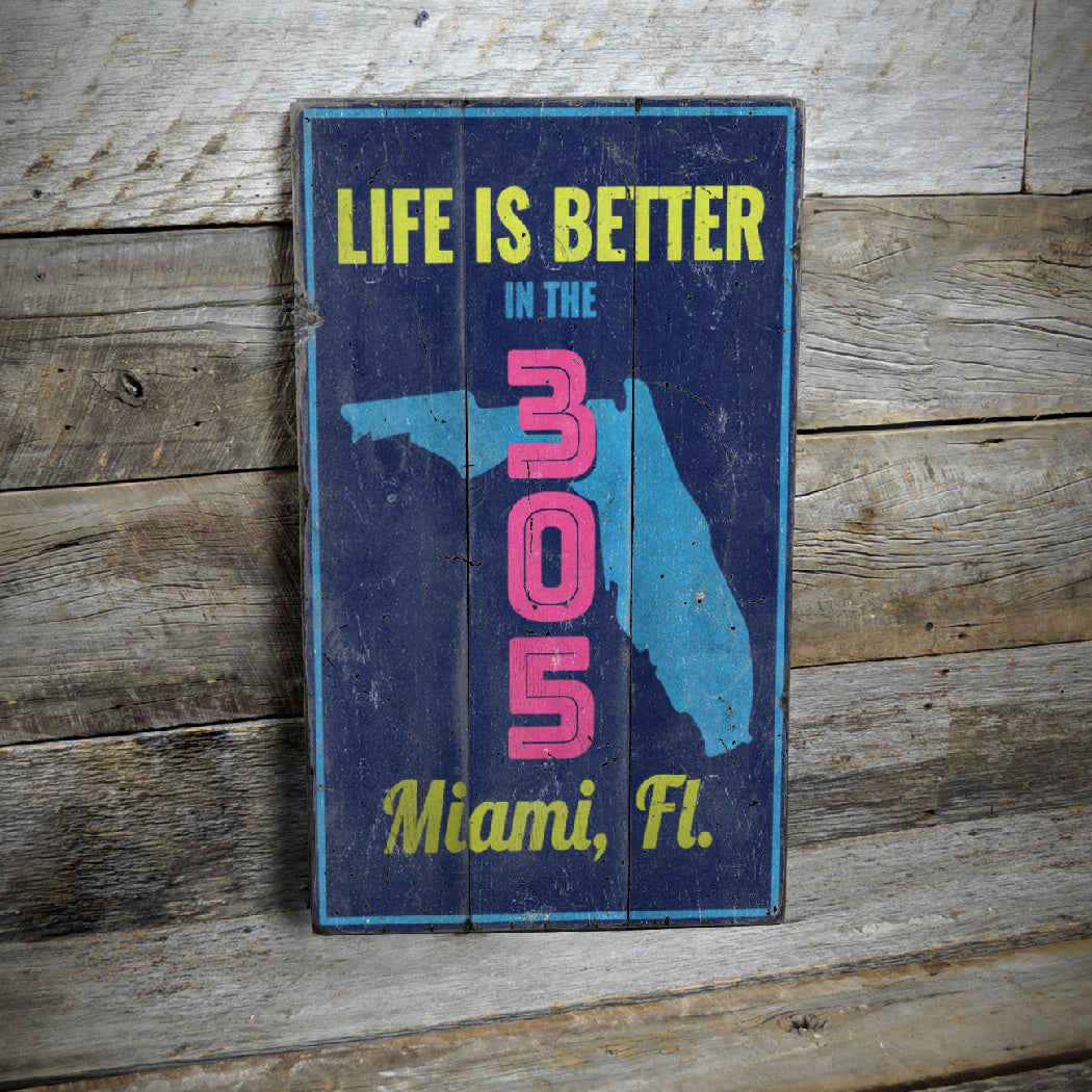 Miami Rustic Wood Sign