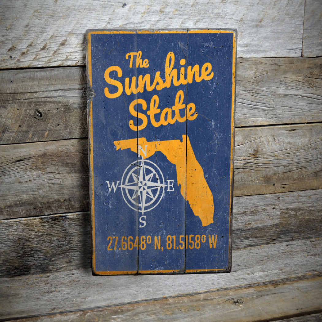 Sunshine State Rustic Wood Sign