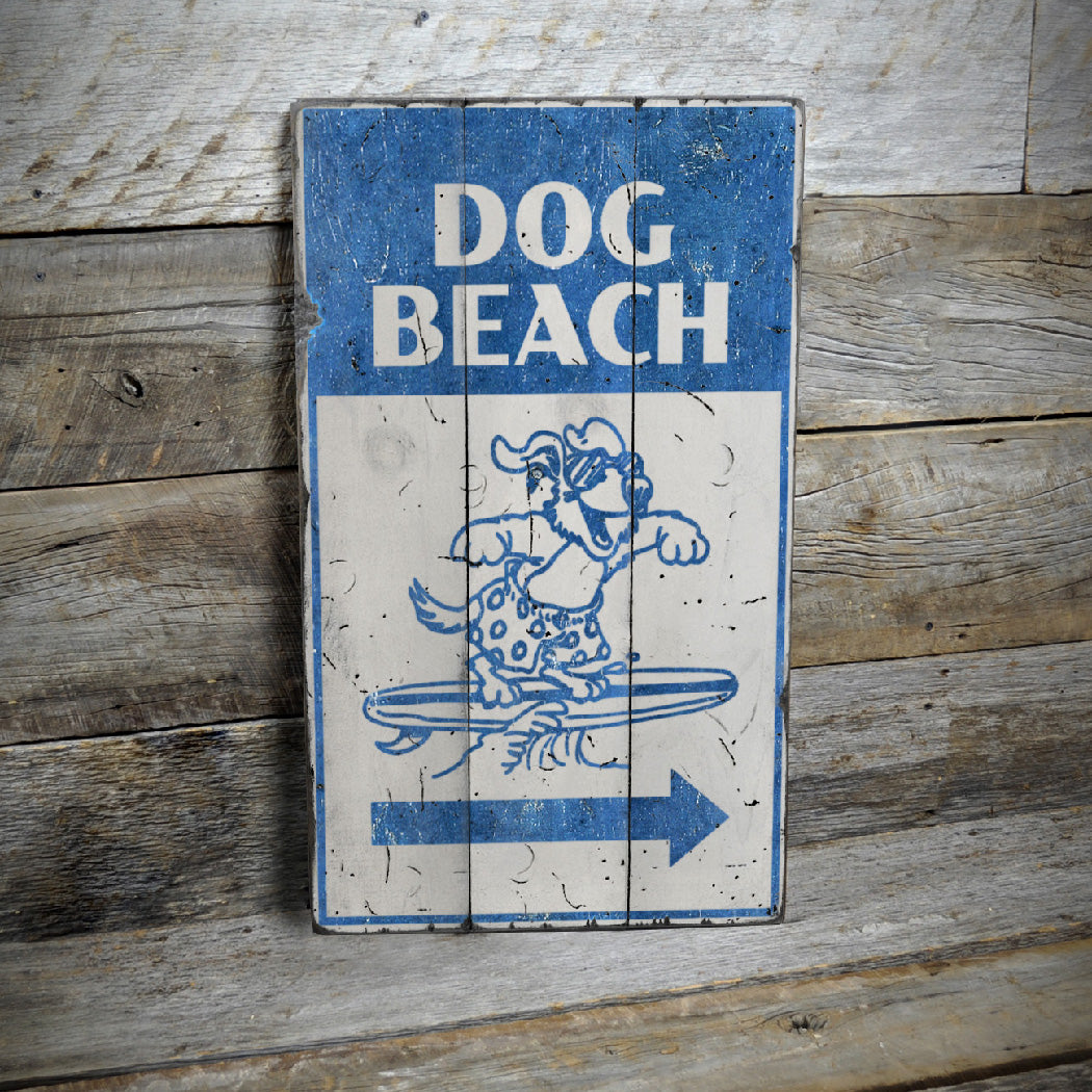 Dog Beach Rustic Wood Sign