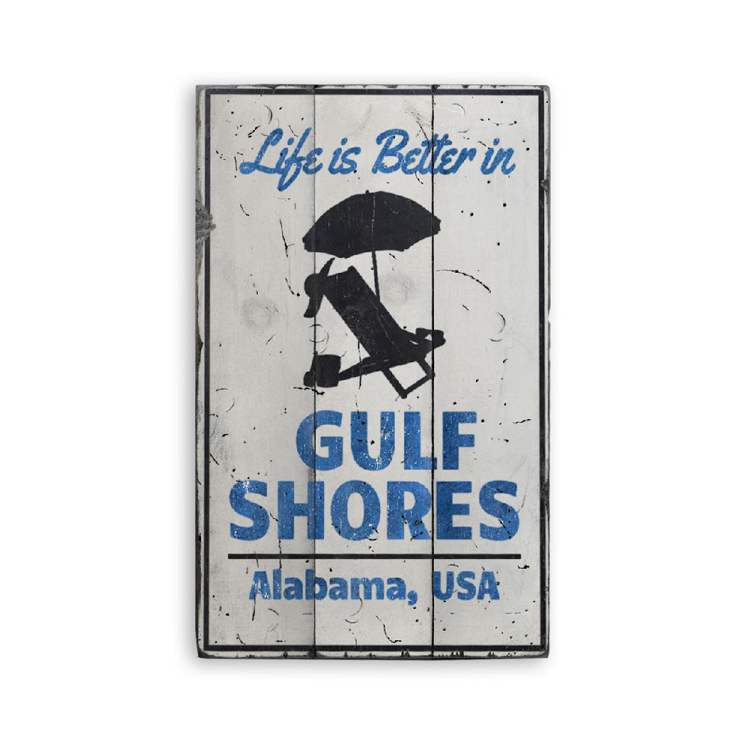 Gulf Shores Alabama Rustic Wood Sign