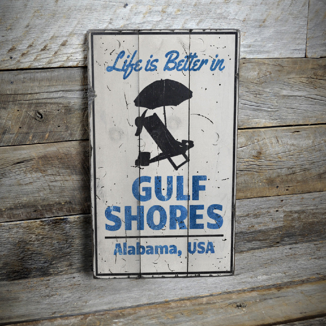 Gulf Shores Alabama Rustic Wood Sign