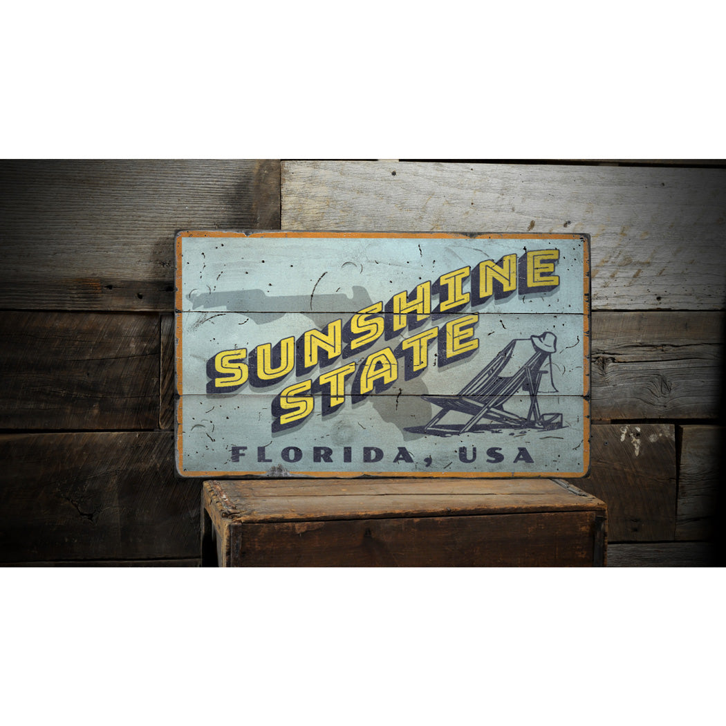 Sunshine State Greetings Rustic Wood Sign