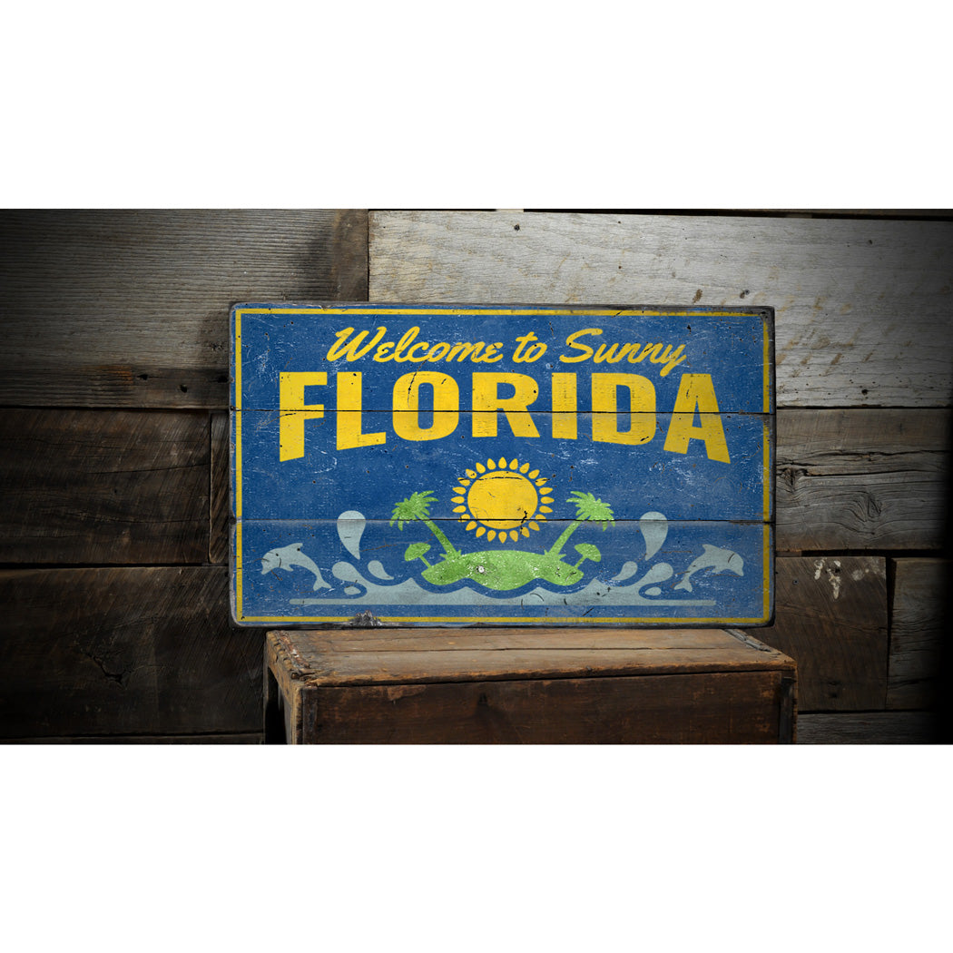 Sunny Florida Rustic Wood Sign