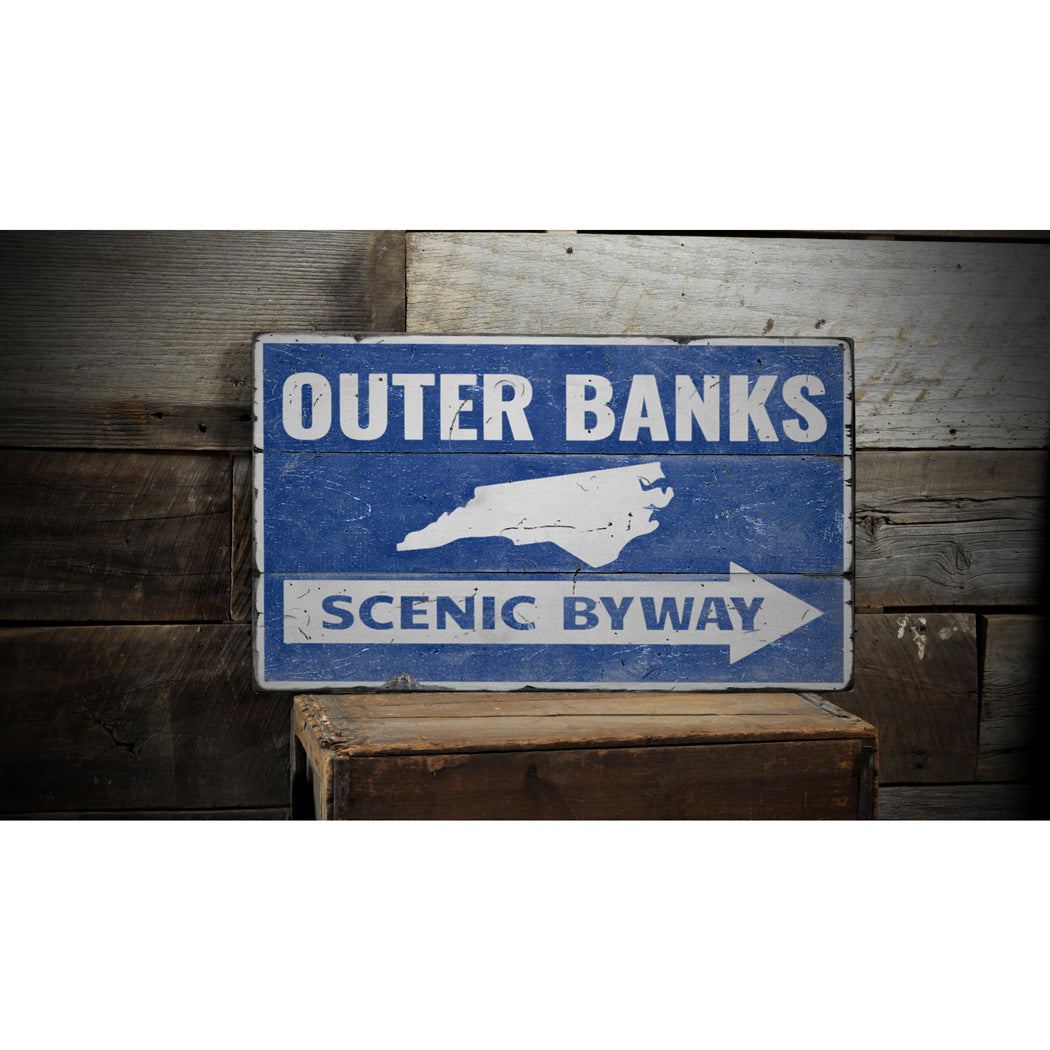 Outer Banks Arrow Rustic Wood Sign