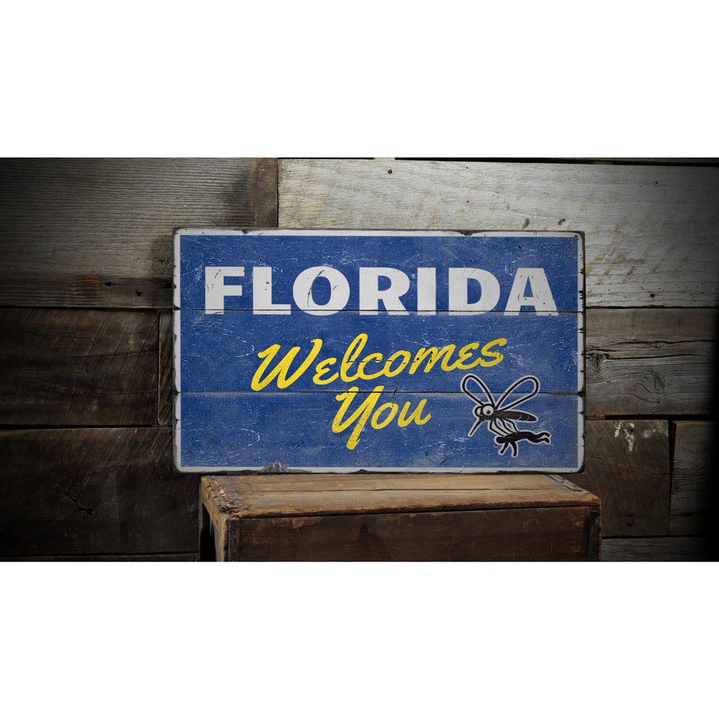 Florida Welcomes You Rustic Wood Sign