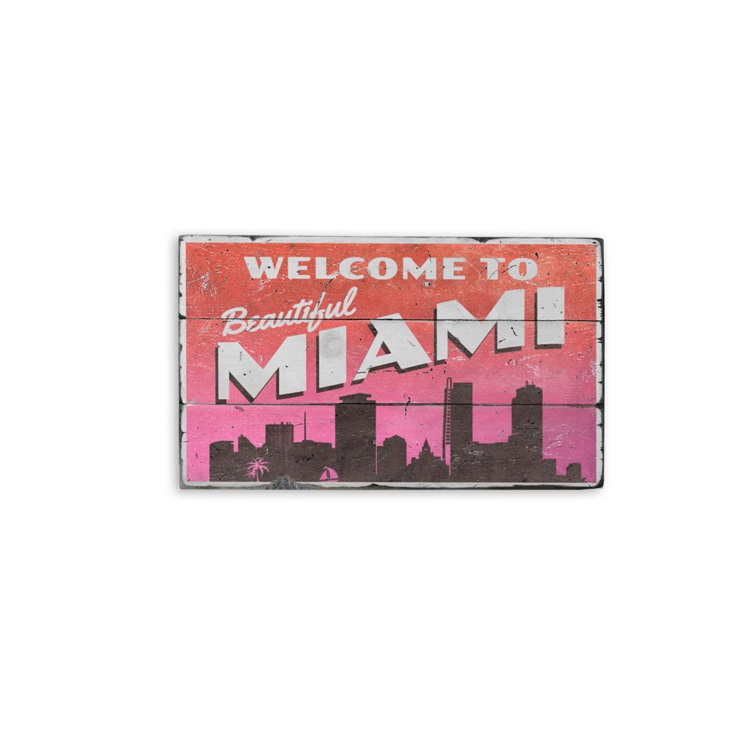 Beautiful Miami Rustic Wood Sign