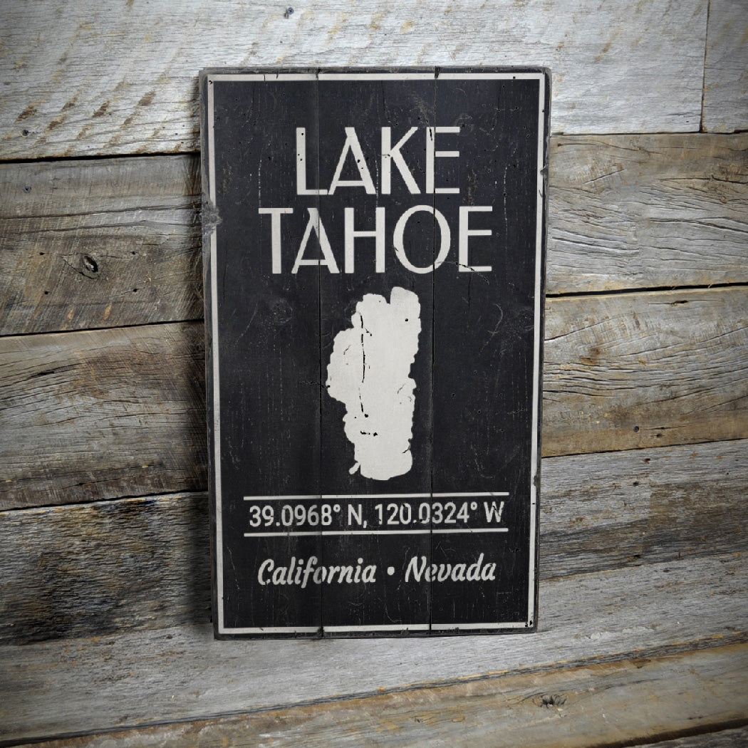 Lake Tahoe Location Rustic Wood Sign