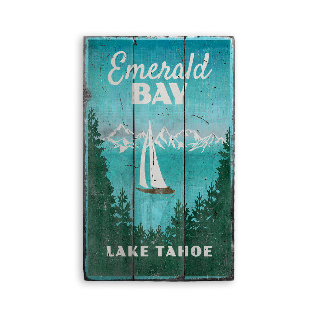 Emerald Bay Rustic Wood Sign