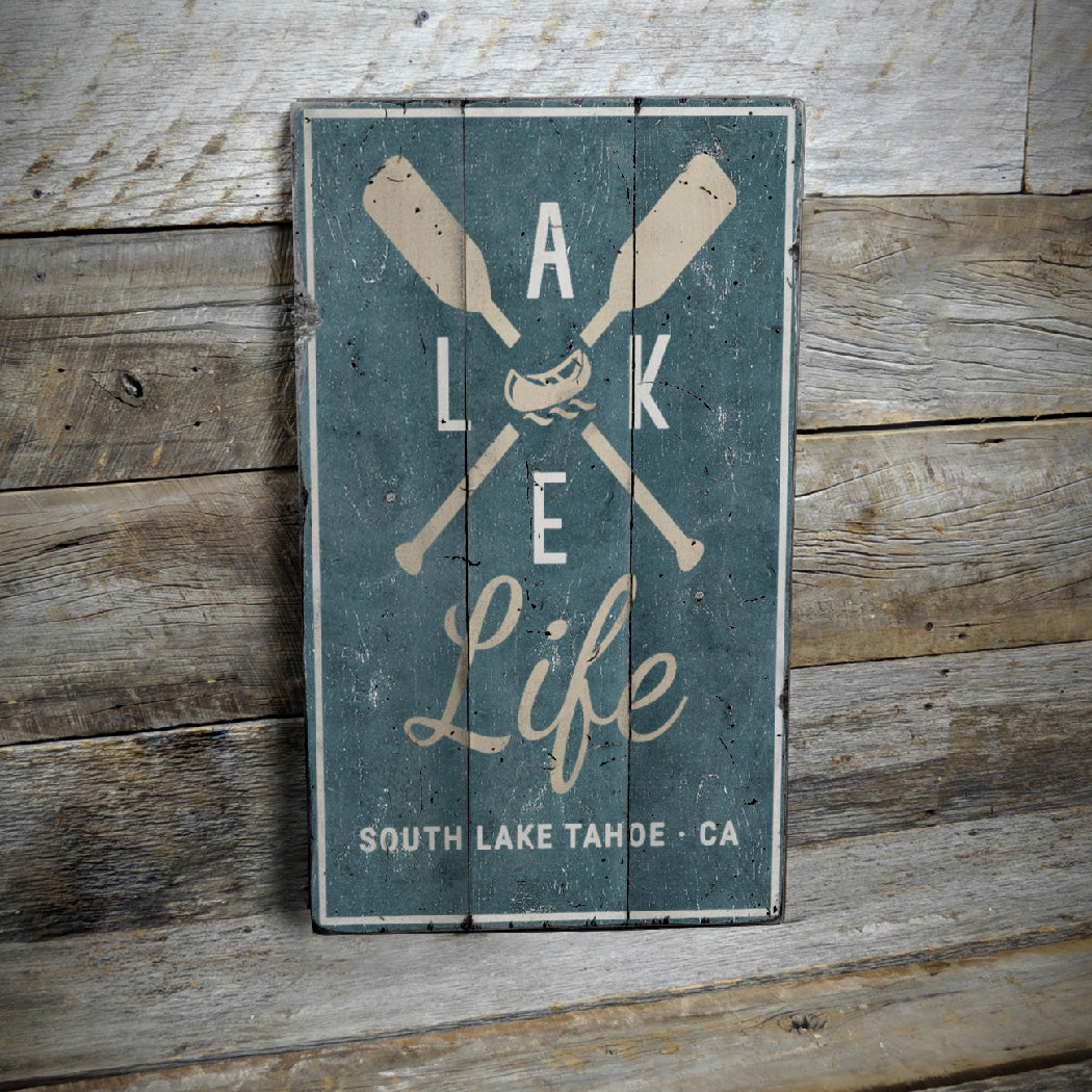 Lake Life Rustic Wood Sign