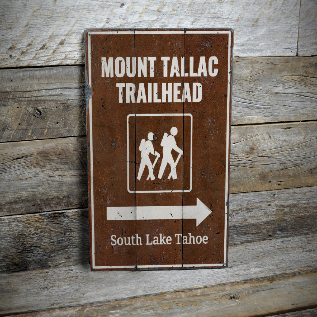 Mount Tallac Rustic Wood Sign