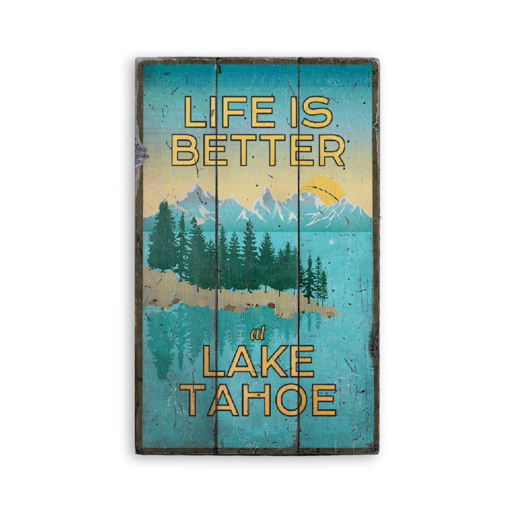 Lake Tahoe Views Rustic Wood Sign