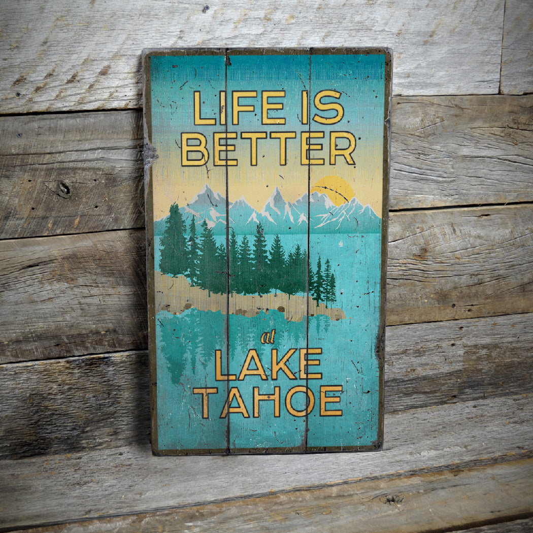 Lake Tahoe Views Rustic Wood Sign