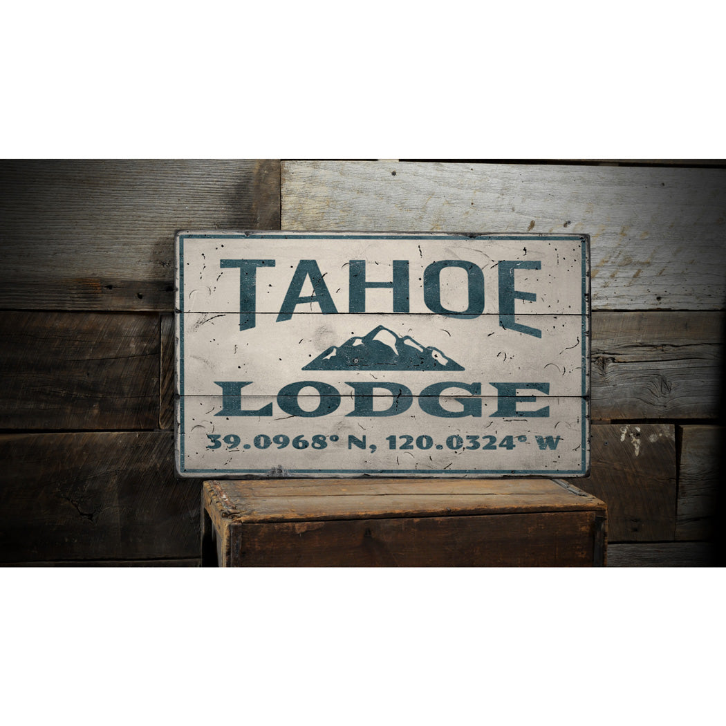 Tahoe Lodge Rustic Wood Sign