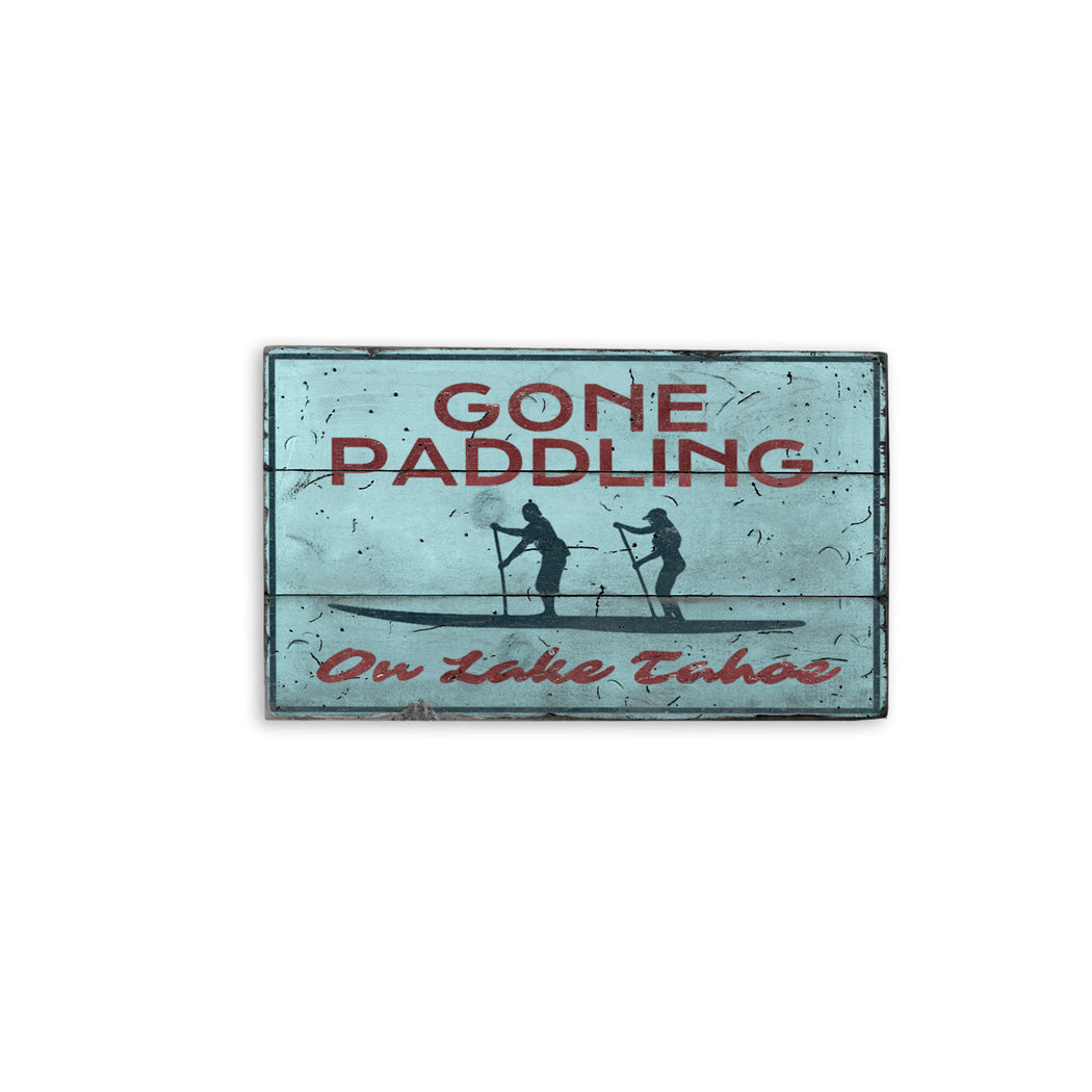 Gone Paddling Rustic Wood Sign