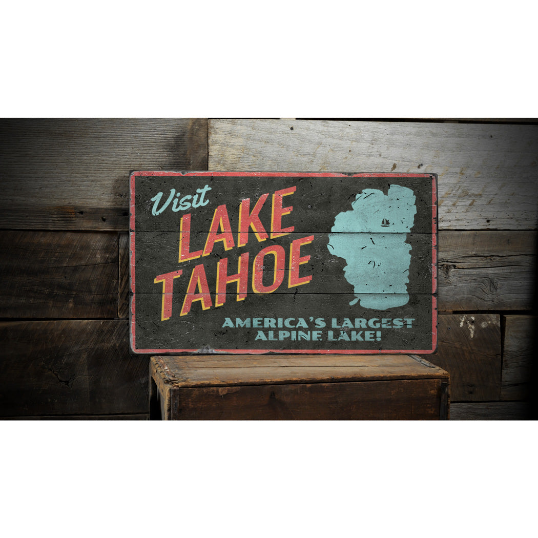 Visit Lake Tahoe Rustic Wood Sign