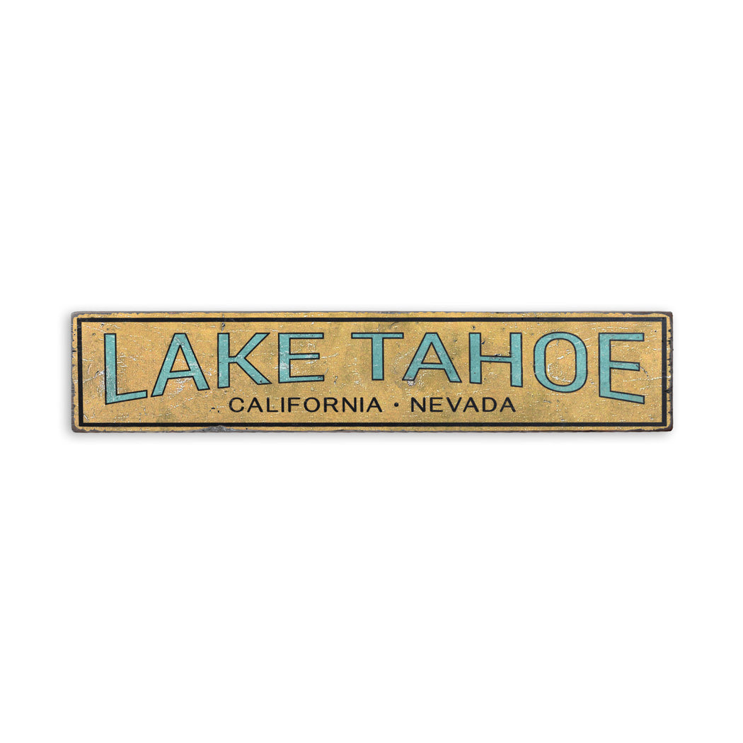 Lake Tahoe Decorative Rustic Wood Sign