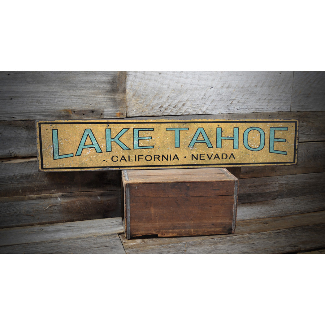 Lake Tahoe Decorative Rustic Wood Sign