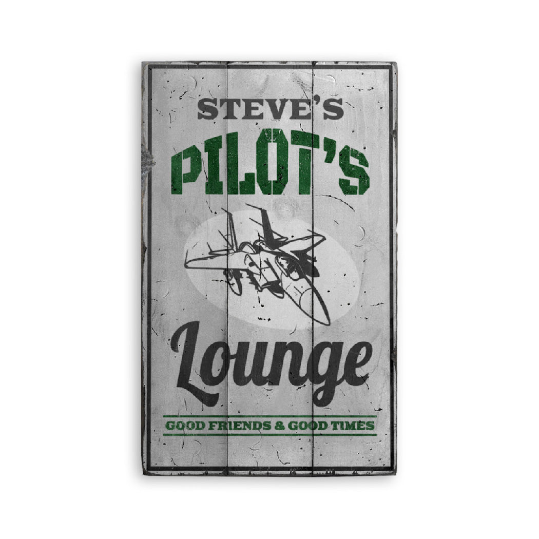 Pilot's Lounge Aviation Rustic Wood Sign